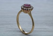 Load image into Gallery viewer, Oval cut Ruby and Diamond Cluster Ring