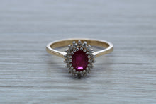 Load image into Gallery viewer, Oval cut Ruby and Diamond Cluster Ring