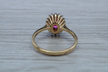 Load image into Gallery viewer, Oval cut Ruby and Diamond Cluster Ring