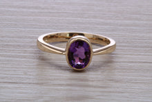 Load image into Gallery viewer, Oval cut Natural Amethyst set Yellow Gold Ring