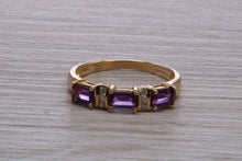 Load image into Gallery viewer, Amethyst and Diamond set Yellow Gold Ring