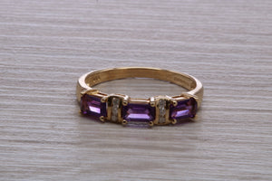 Amethyst and Diamond set Yellow Gold Ring