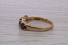 Load image into Gallery viewer, Amethyst and Diamond set Yellow Gold Ring