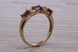 Amethyst and Diamond set Yellow Gold Ring