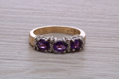 Amethyst and Diamond set Yellow Gold Ring