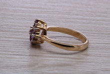 Load image into Gallery viewer, Amethyst and Diamond set Yellow Gold Cluster Ring