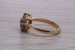 Amethyst and Diamond set Yellow Gold Cluster Ring