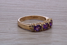 Load image into Gallery viewer, Amethyst and Diamond set Yellow Gold Ring