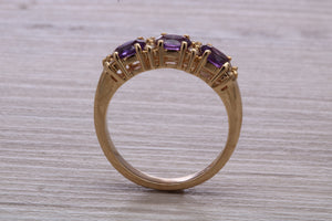 Amethyst and Diamond set Yellow Gold Ring