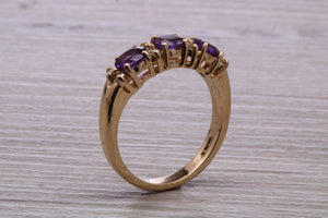 Amethyst and Diamond set Yellow Gold Ring