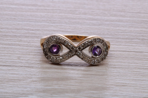 Amethyst and Diamond set Yellow Gold Ring