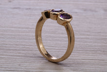 Load image into Gallery viewer, Natural Amethyst Trilogy set Yellow Gold Ring