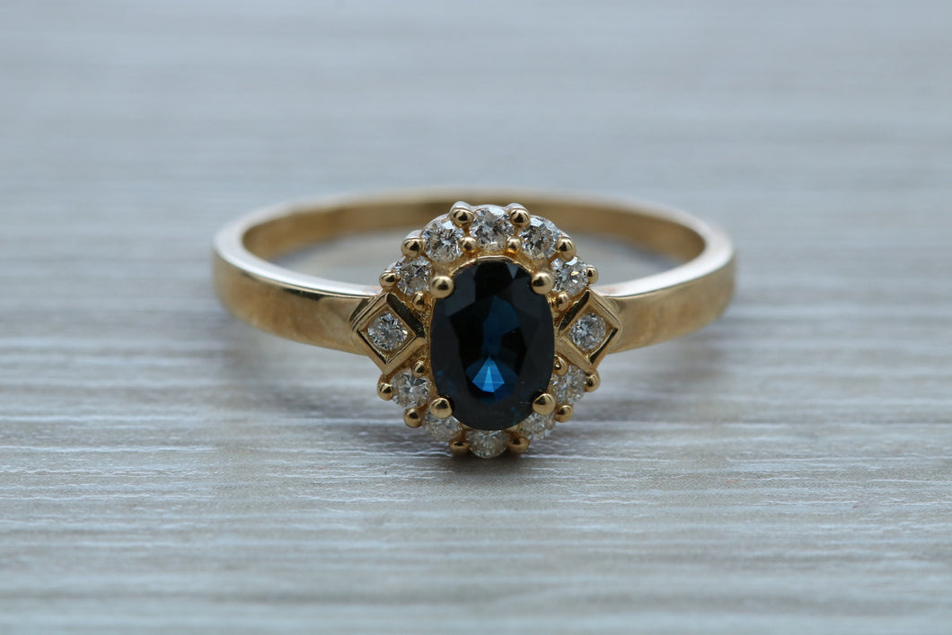 Blue Sapphire and Diamond Ring