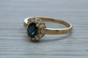 Blue Sapphire and Diamond Ring