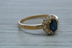 Blue Sapphire and Diamond Ring