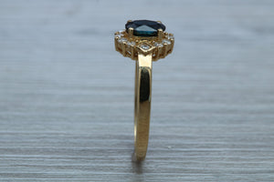 Blue Sapphire and Diamond Ring