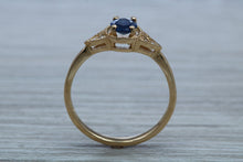 Load image into Gallery viewer, Oval cut Blue Sapphire and Diamond Ring