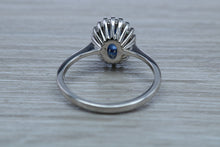 Load image into Gallery viewer, Halo set Blue Sapphire and Diamond Ring