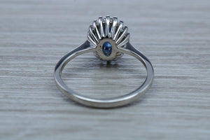 Halo set Blue Sapphire and Diamond Ring