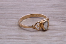 Load image into Gallery viewer, Swiss Blue Topaz set Yellow Gold Ring