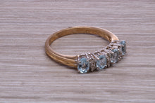 Load image into Gallery viewer, Sky Blue Topaz and Diamond set Yellow Gold Ring