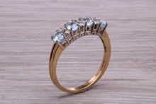 Load image into Gallery viewer, Sky Blue Topaz and Diamond set Yellow Gold Ring