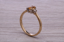 Load image into Gallery viewer, Petite Citrine and Diamond set Yellow Gold Trilogy Ring