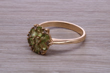 Load image into Gallery viewer, Peridot and Diamond Gemstone Cluster Ring