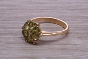 Peridot and Diamond Gemstone Cluster Ring