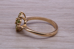 Peridot and Diamond Gemstone Cluster Ring