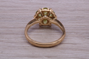 Peridot and Diamond Gemstone Cluster Ring