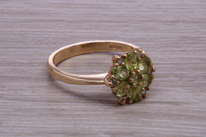 Peridot and Diamond Gemstone Cluster Ring