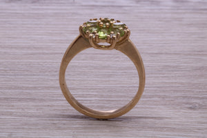 Peridot and Diamond Gemstone Cluster Ring