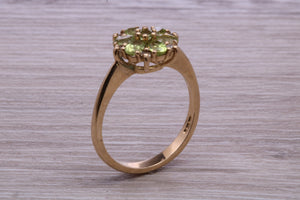 Peridot and Diamond Gemstone Cluster Ring