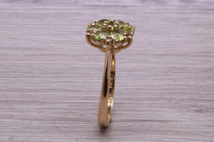 Peridot and Diamond Gemstone Cluster Ring