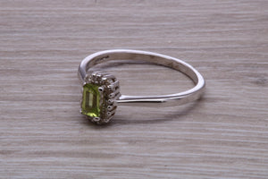 Peridot and Diamond Gemstone set Cluster Ring