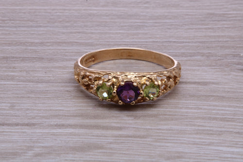 Multi Gemstone set Yellow Gold Ring