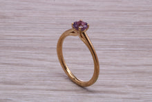 Load image into Gallery viewer, Quarter carat Natural Amethyst set Yellow Gold Solitaire