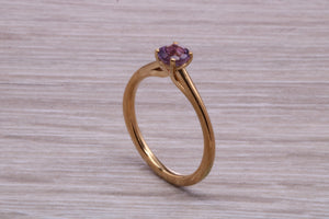 Quarter carat Natural Amethyst set Yellow Gold Solitaire