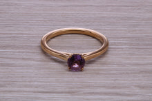 Load image into Gallery viewer, Quarter carat Natural Amethyst set Yellow Gold Solitaire