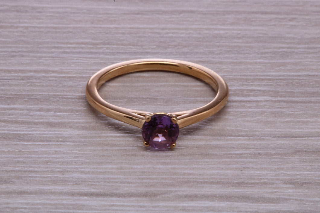 Quarter carat Natural Amethyst set Yellow Gold Solitaire