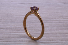 Load image into Gallery viewer, Quarter carat Natural Amethyst set Yellow Gold Solitaire