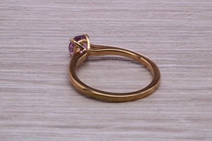 Quarter carat Natural Amethyst set Yellow Gold Solitaire