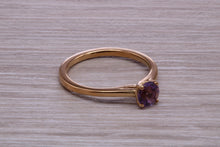 Load image into Gallery viewer, Quarter carat Natural Amethyst set Yellow Gold Solitaire