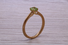 Load image into Gallery viewer, Round cut Quarter carat Peridot set Solitaire Ring