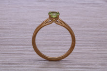 Load image into Gallery viewer, Round cut Quarter carat Peridot set Solitaire Ring