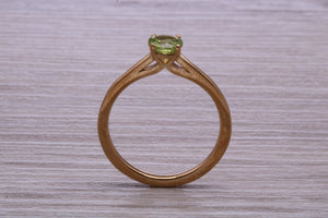 Round cut Quarter carat Peridot set Solitaire Ring