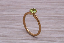 Load image into Gallery viewer, Round cut Quarter carat Peridot set Solitaire Ring