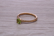 Load image into Gallery viewer, Round cut Quarter carat Peridot set Solitaire Ring