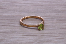 Load image into Gallery viewer, Round cut Quarter carat Peridot set Solitaire Ring